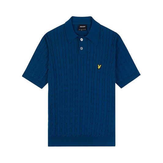 Polo Uomo in maglia Lyle & Scott Cable Knitted - Blue Francis Concept