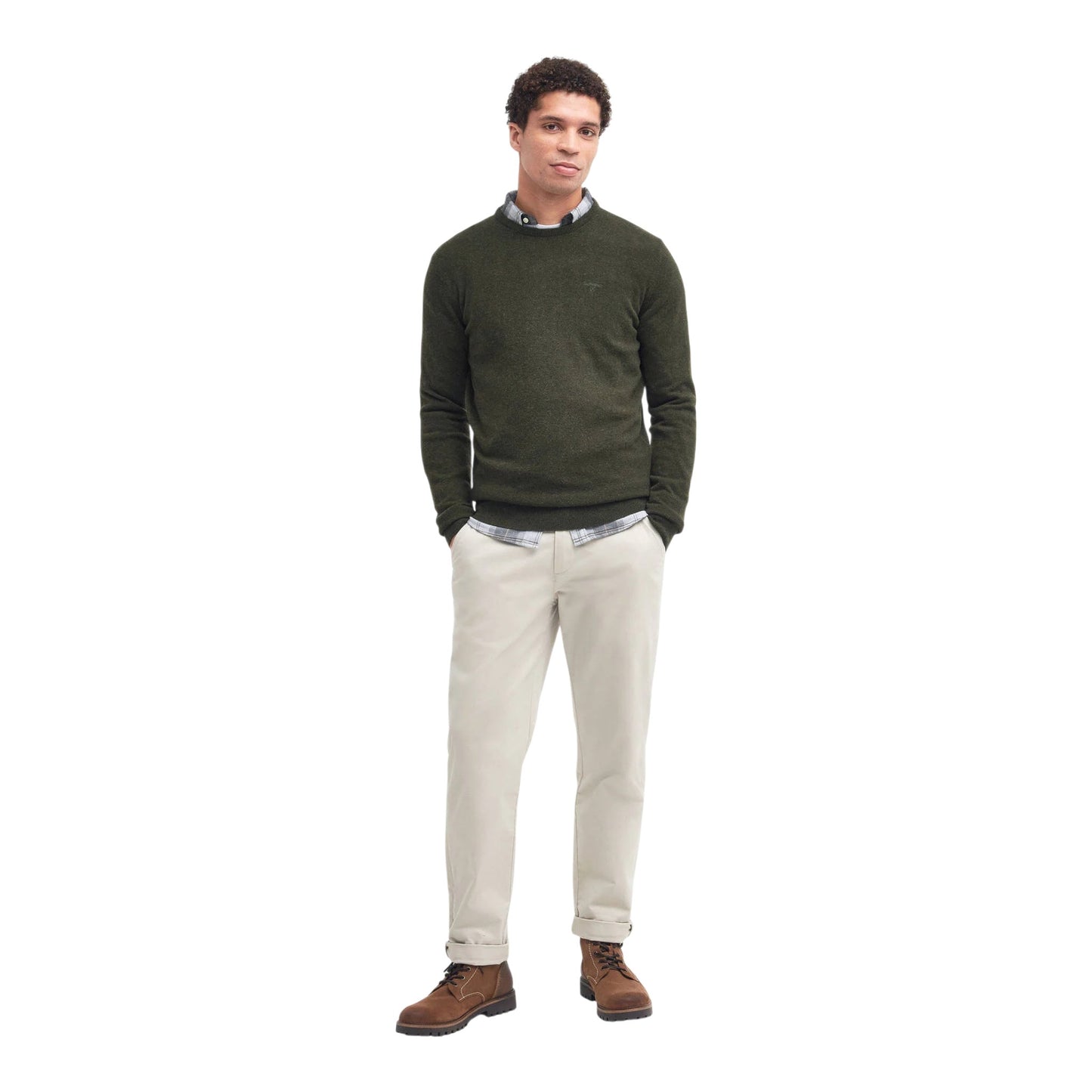 Maglione Barbour Essential L/Wood Crew Neck - Seaaweed