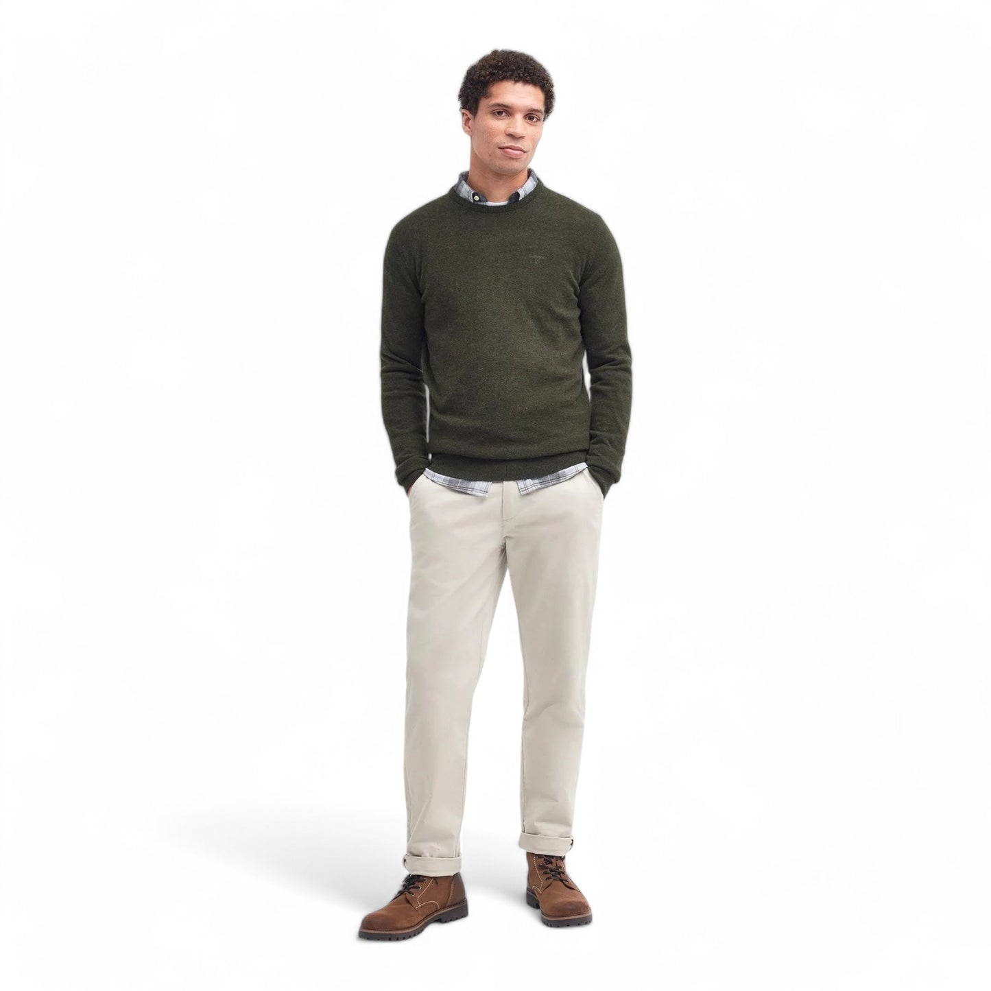 Maglione Barbour Essential Lambswool Crewneck - Seaweed Francis Concept