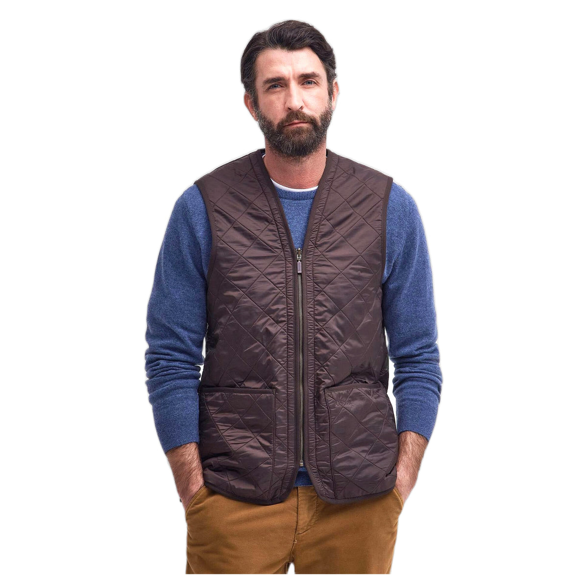 Gilet Barbour Polarquilt Waistcoat Zip - Dark Brown