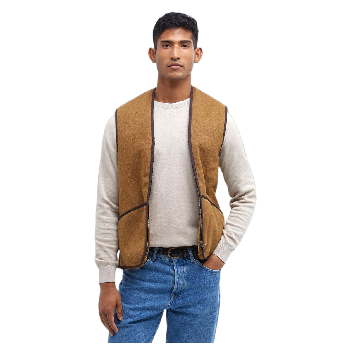 Gilet Barbour Warm Pile Waistcoat Zip - Brown