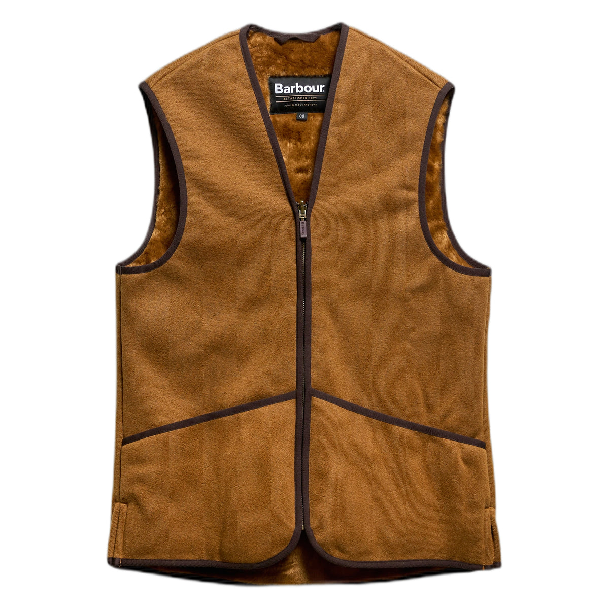 Gilet Barbour Warm Pile Waistcoat Zip - Brown
