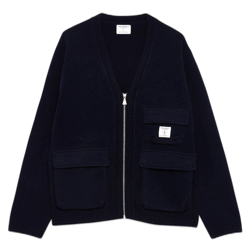 Cardigan Roy Roger's Utility Knit Marino Wool - Blue Navy
