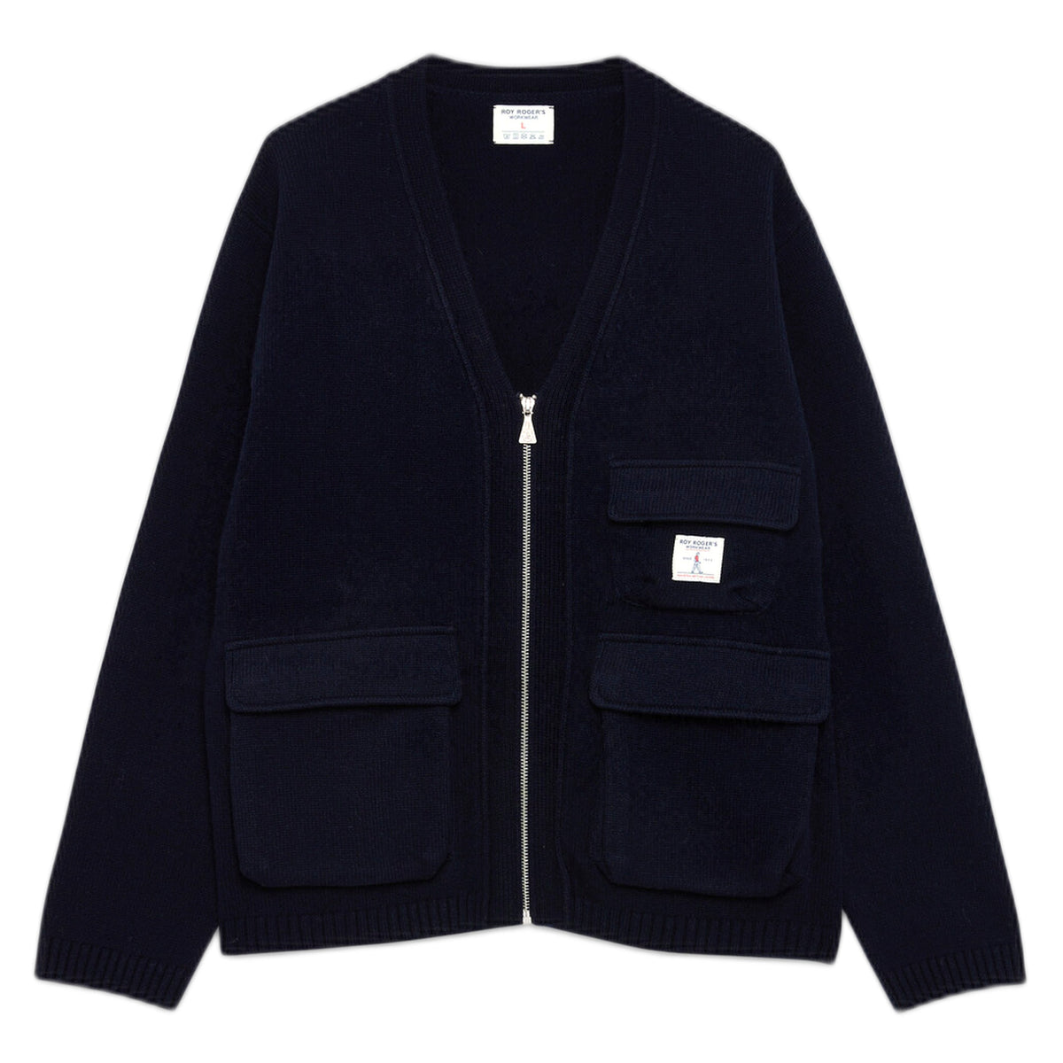 Cardigan Roy Roger's Utility Knit Marino Wool - Blue Navy