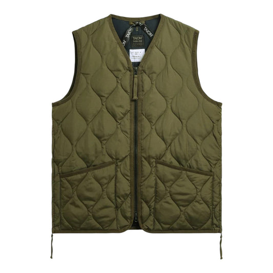 Gilet Taion Military Zip V Neck Down Vest - D.Olive Francis Concept