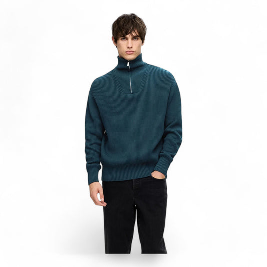 SELECETED HOMME SLHDRY LS KNIT RELAXED HALF ZIP