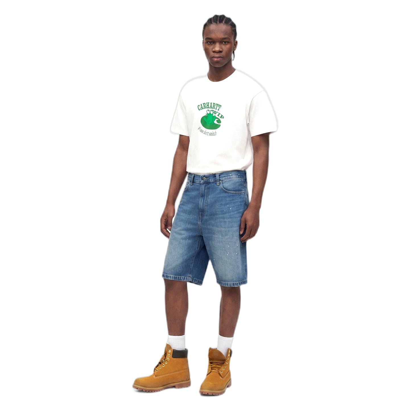 Bermuda Carhartt Wip Landon Short - Blue destroy wash, splatter