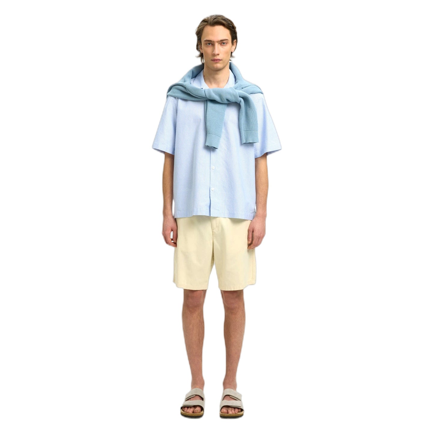 Bermuda Selected Homme Loose Mason Denim Shorts - Light Blue