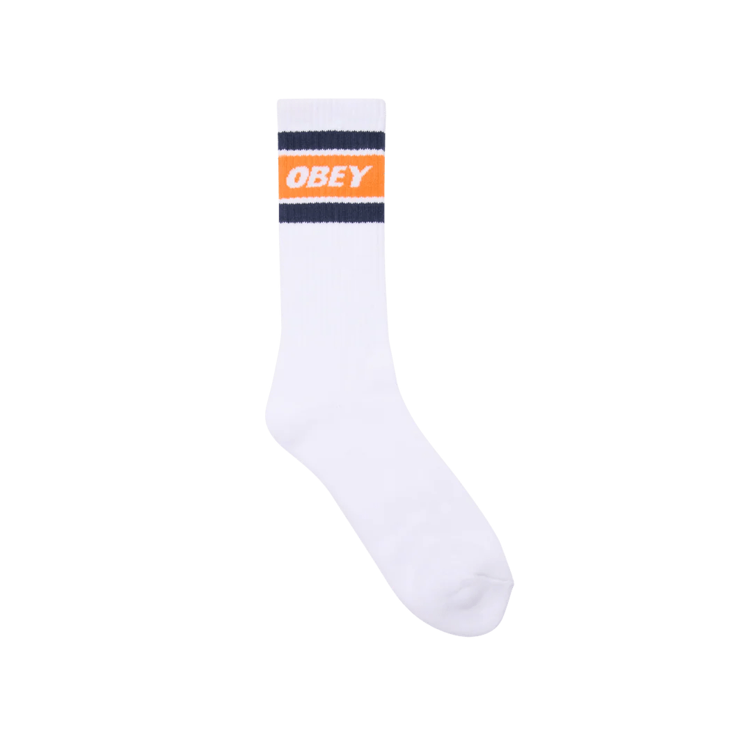 Calze Obey Cooper II Socks - White/Orange - Calze di Obey | Francis Concept