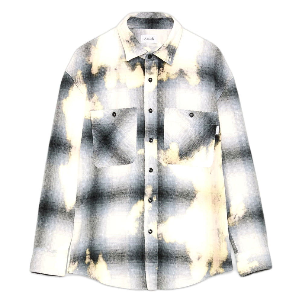 Camicia Amish Work Shirt Vheck - Bleach Grey 7 Black - Camicie di Amish | Francis Concept