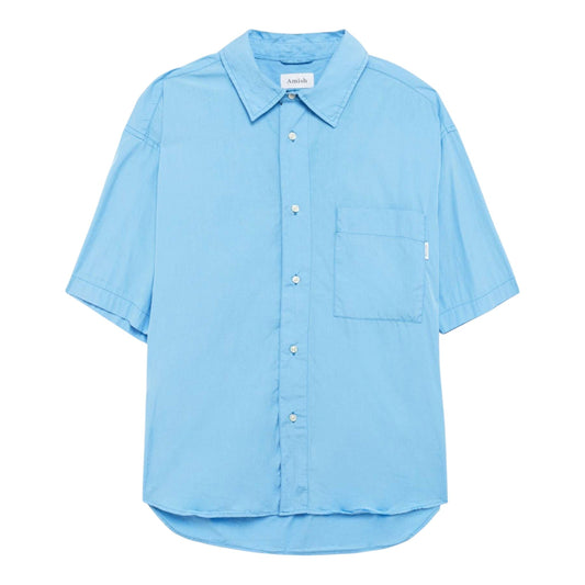 Camicia Boxy Amish Dropped Popeline - Dyed Sky - Camicie di Amish | Francis Concept