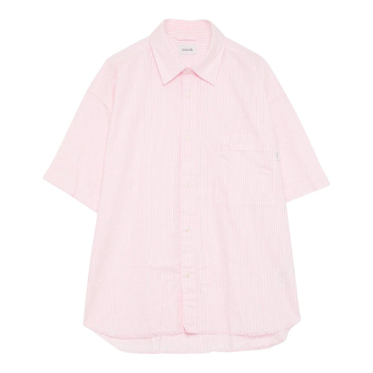 Camicia Boxy Amish Raw Edge Oxford Stripe - White / Rose - Camicie di Amish | Francis Concept