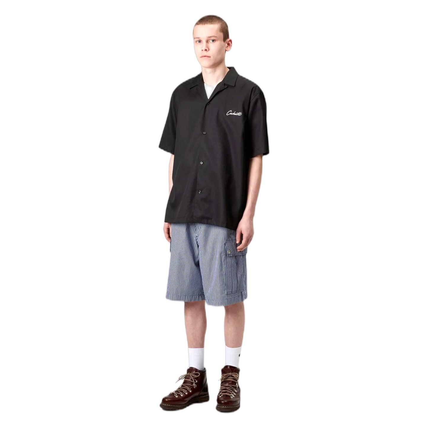 Camicia Carhartt Wip S/S Delray Shirt - Black / White-Francis Concept