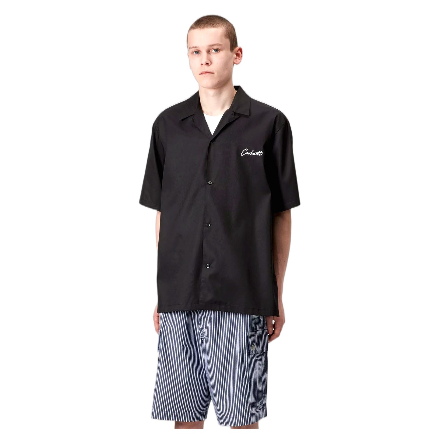 Camicia Carhartt Wip S/S Delray Shirt - Black / White-Francis Concept