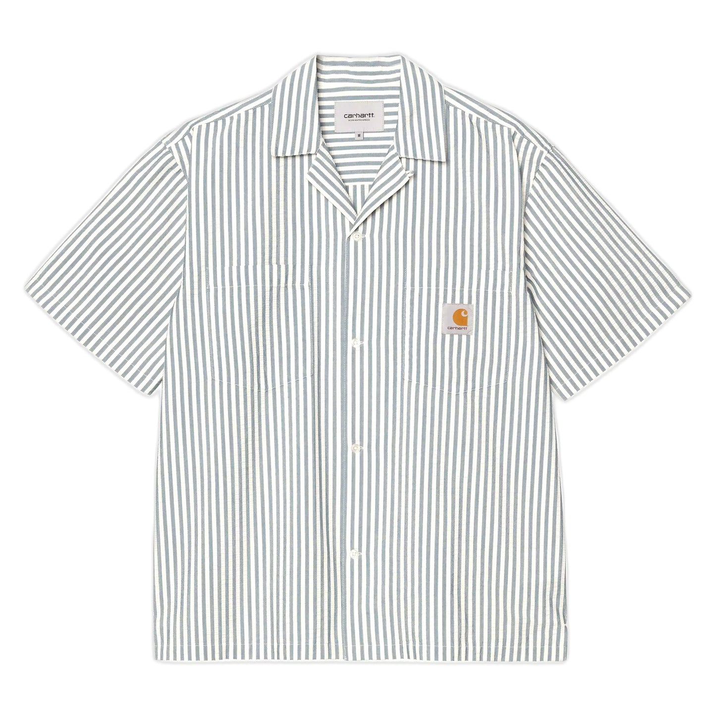 Camicia Carhartt Wip S/S Leavel Shirt -Leavel Stripe, Blue River