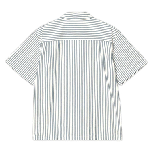 Camicia Carhartt Wip S/S Leavel Shirt -Leavel Stripe, Blue River