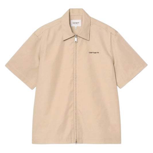 Camicia Carhartt Wip S/S Postal Zip Shirt - Iroko / Black