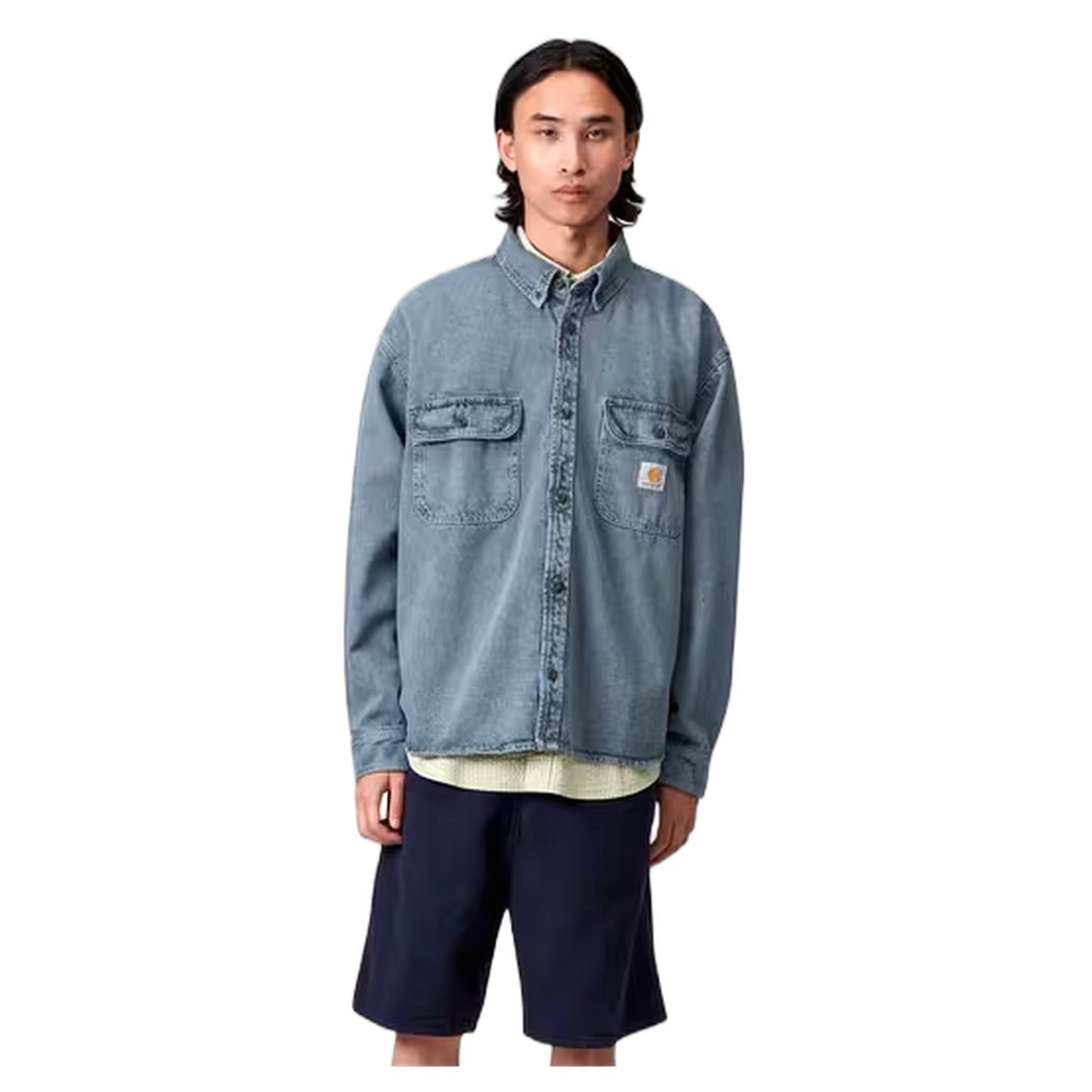 Camicia Carhartt Wip Tigan Shirt Jacket - Black / Blue Fog Garment Dyed - Camicie di Carhartt Wip | Francis Concept