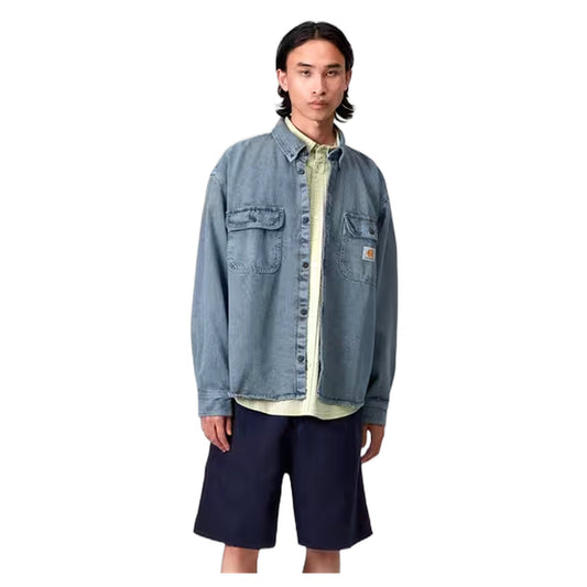 Camicia Carhartt Wip Tigan Shirt Jacket - Black / Blue Fog Garment Dyed - Camicie di Carhartt Wip | Francis Concept