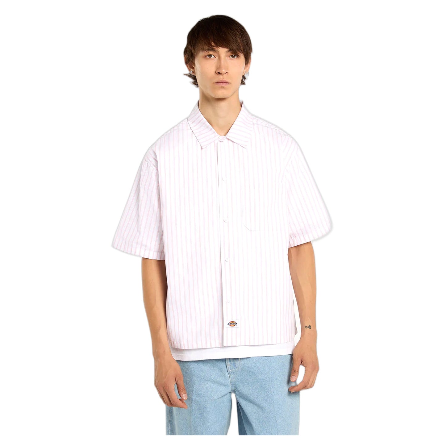 Camicia Dickies Venedocia Stripe Shirt SS - White-Francis Concept
