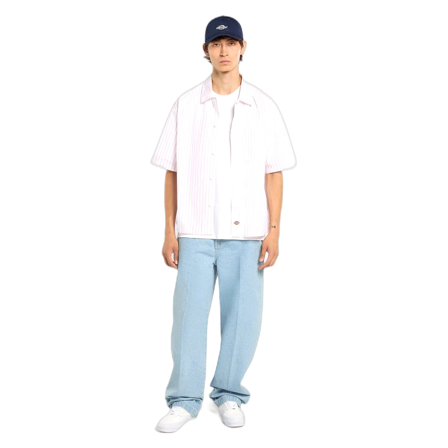 Camicia Dickies Venedocia Stripe Shirt SS - White-Francis Concept