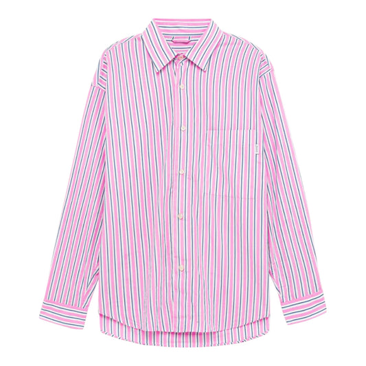 Camicia Dropped Man Amish Popeline Stripe - Washed Rose - Camicie di Amish | Francis Concept