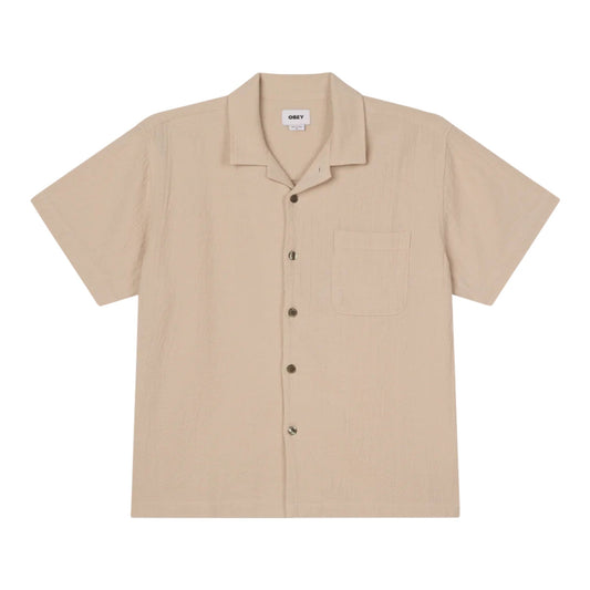 Camicia Obey Curtis Woven SS - Natural - Camicie di Obey | Francis Concept