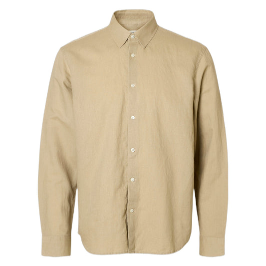 Camicia Selected Homme Regular Claus Clay Linen Blend LS Shirt - Beige