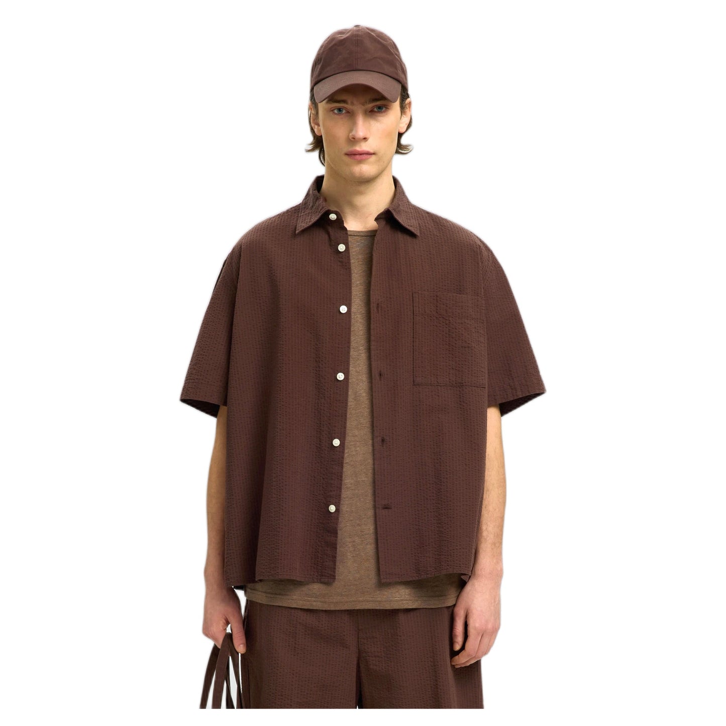 Camicia Selected Homme Relaxed Stuart Seersucker SS Shirt - Bracken
