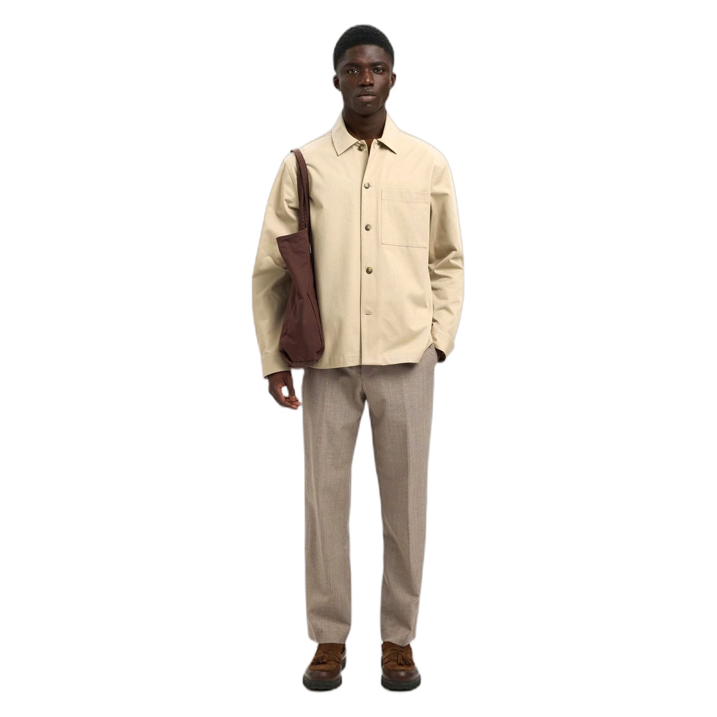 Camicia Selected Homme Tate Heavy Twill Overshirt Ls - Beige - Camicie di Selected Homme | Francis Concept