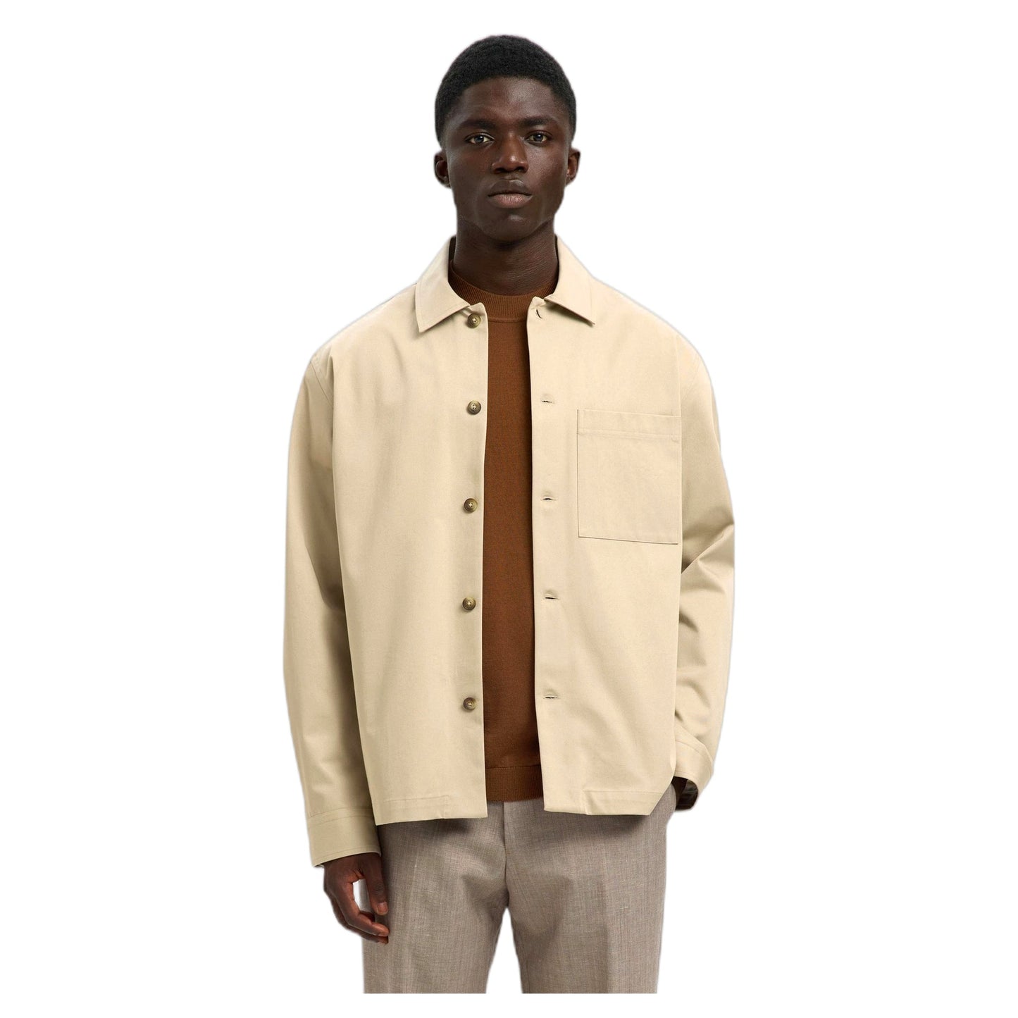 Camicia Selected Homme Tate Heavy Twill Overshirt Ls - Beige - Camicie di Selected Homme | Francis Concept