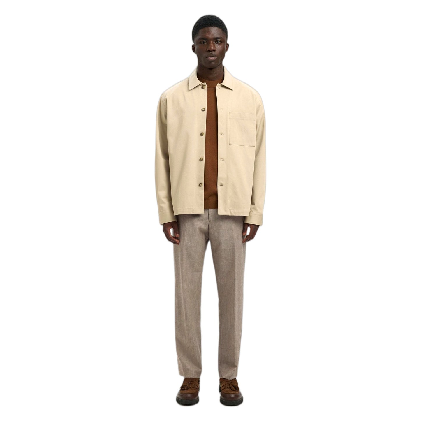 Camicia Selected Homme Tate Heavy Twill Overshirt Ls - Beige - Camicie di Selected Homme | Francis Concept