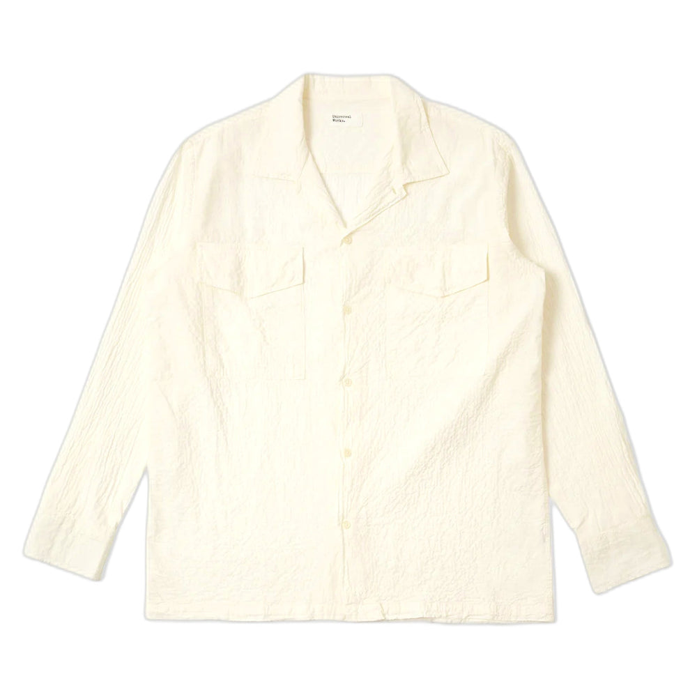 Camicia Universal Works Attendant Shirt Arten Seersucker - Ecru