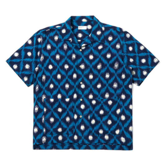 Camicia Universal Works Deck Shirt Diamond Ikat - Indigo - Camicie di Universal Works | Francis Concept