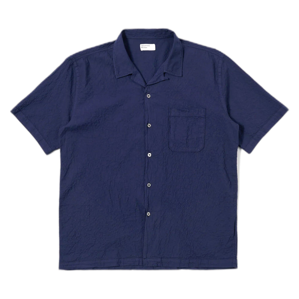 Camicia Universal Works Road Shirt Arten Seersucker - Navy