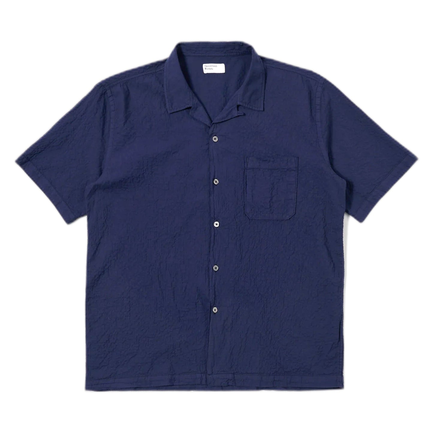 Camicia Universal Works Road Shirt Arten Seersucker - Navy