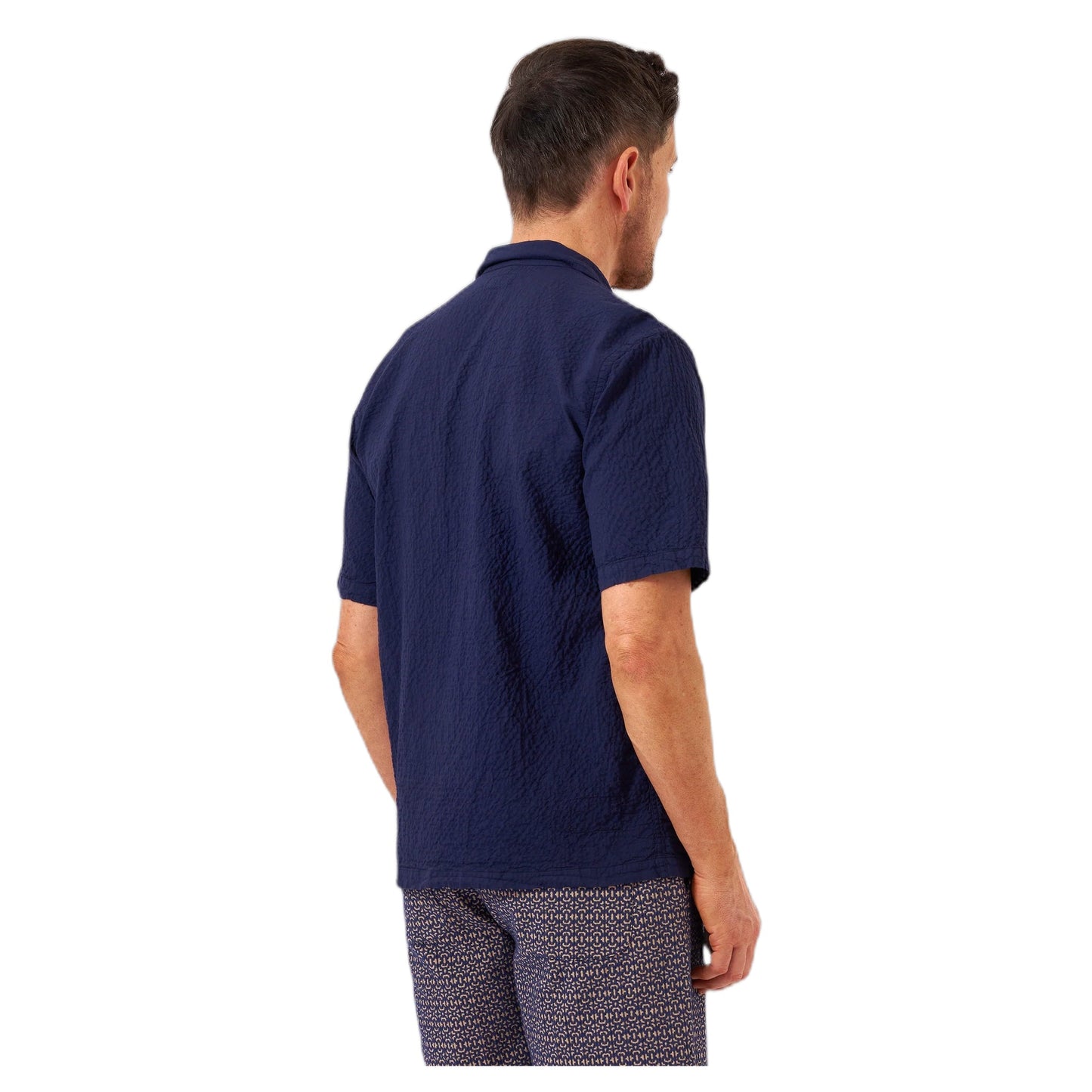 Camicia Universal Works Road Shirt Arten Seersucker - Navy