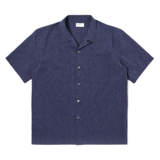 Camicia Universal Works Road Shirt Sido Linen Mix - Navy - Camicie di Universal Works | Francis Concept