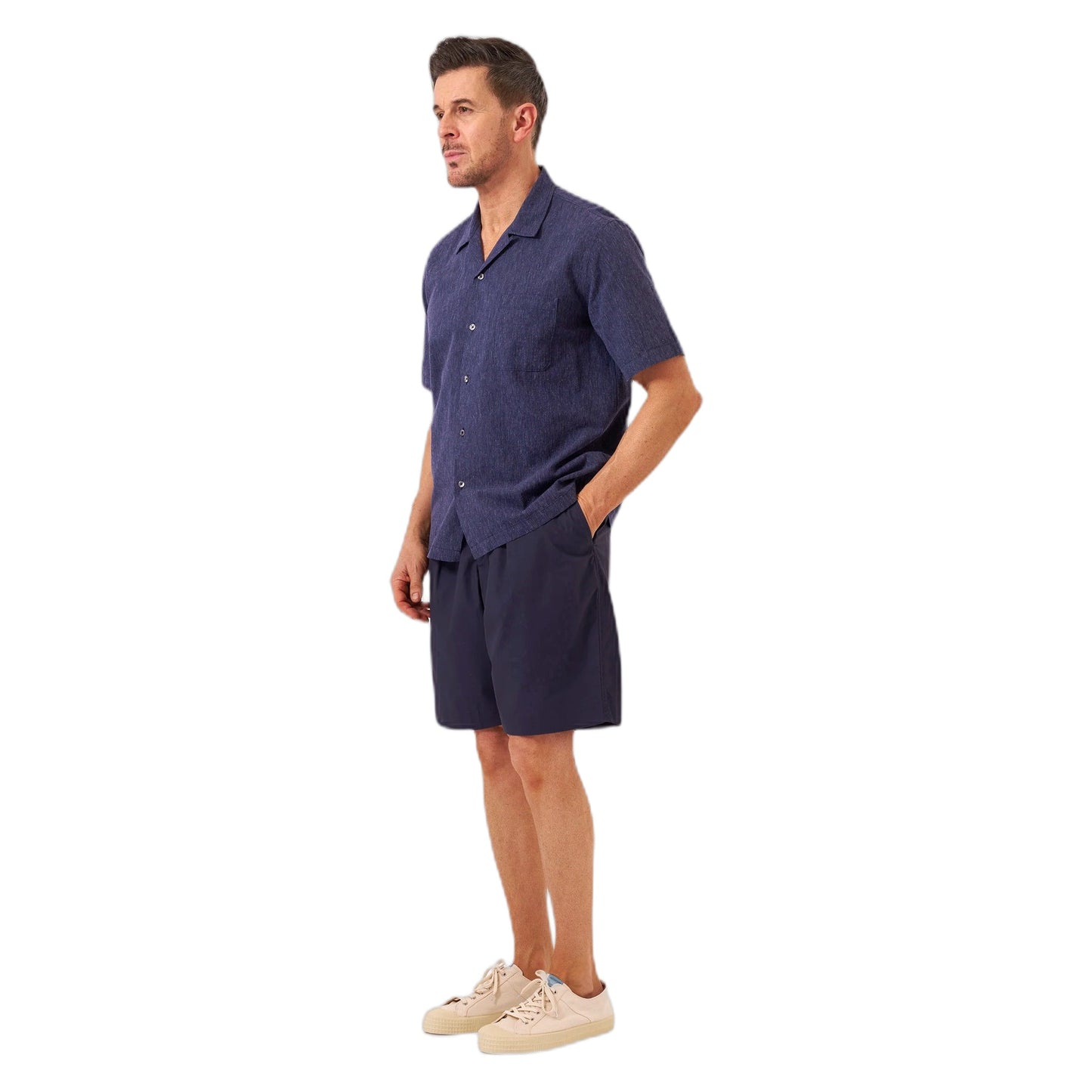 Camicia Universal Works Road Shirt Sido Linen Mix - Navy