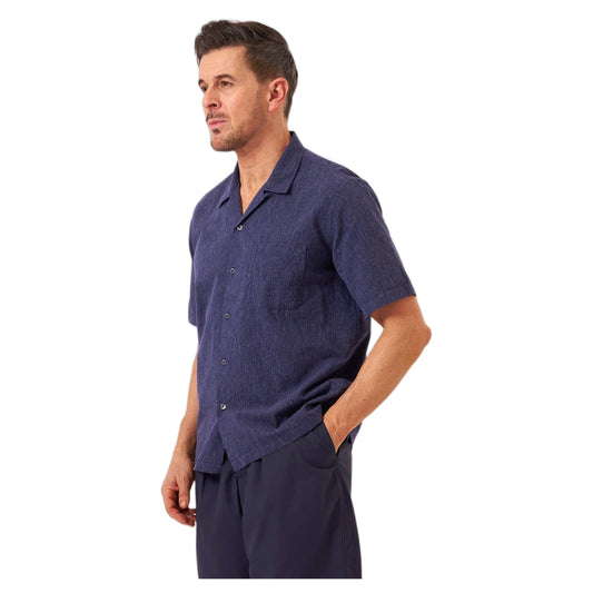 Camicia Universal Works Road Shirt Sido Linen Mix - Navy - Camicie di Universal Works | Francis Concept