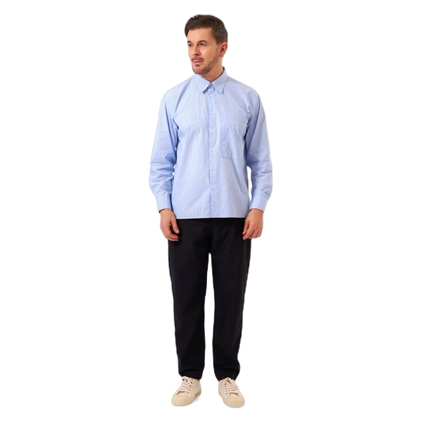 Camicia Universal Works Square Pocket Shirt Mc Stripe - Blue