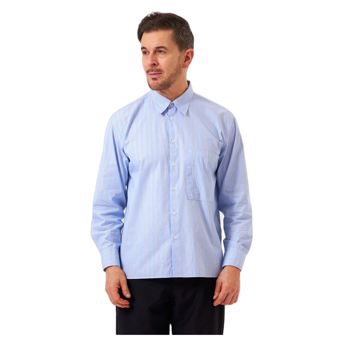 Camicia Universal Works Square Pocket Shirt Mc Stripe - Blue