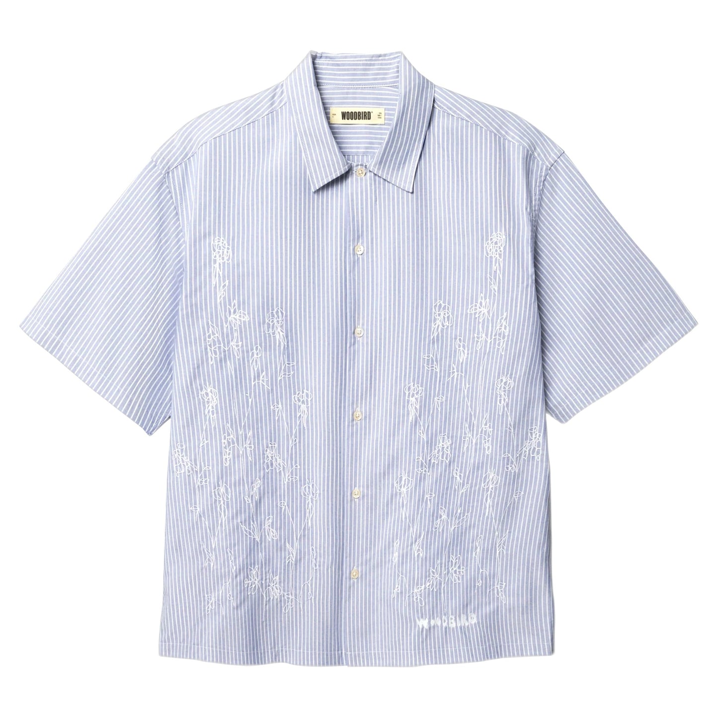 Camicia Woodbird Wang OX Flower Shirt - Light Blue-Francis Concept