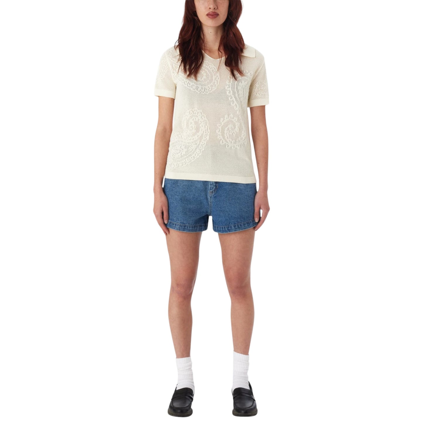 Polo Donna Obey Briana open Knit Shirt - Bianco Francis Concept