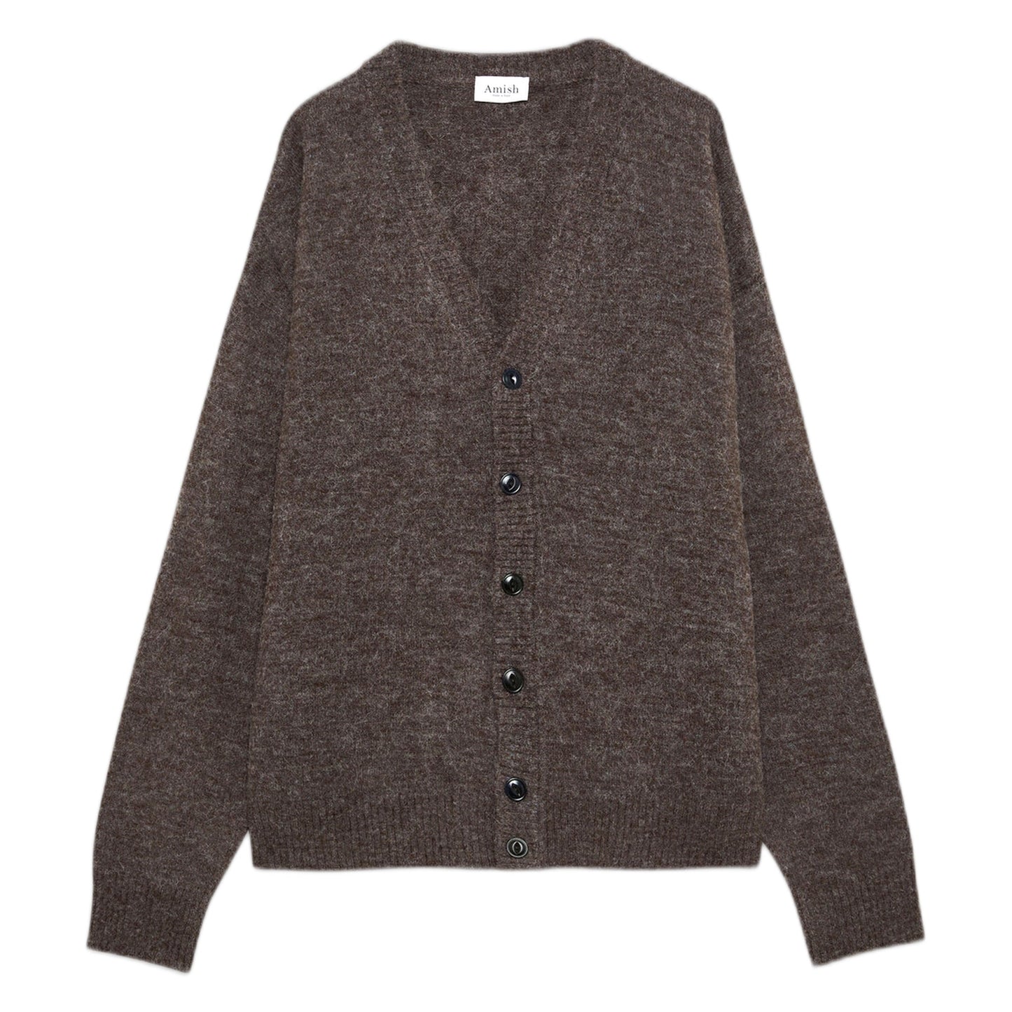 Cardigan Amish Over Alpaca Melange - Marrone - Maglieria di Amish | Francis Concept