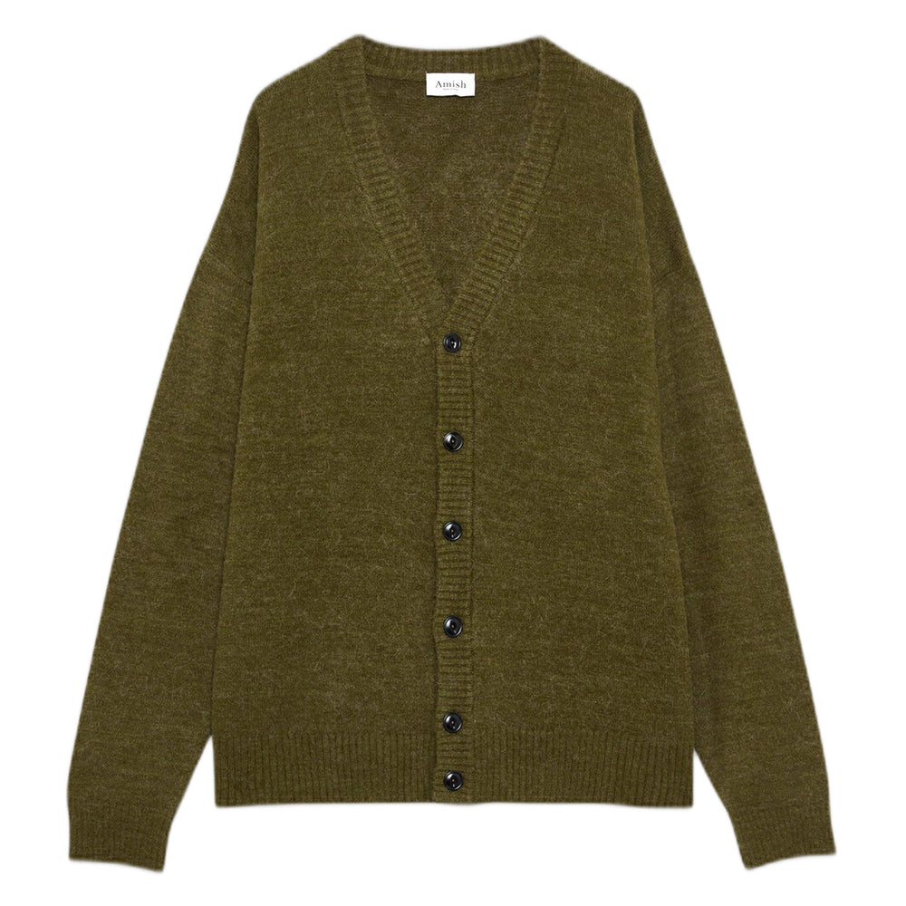 Cardigan Amish Over Alpaca Melange - Verde - Maglieria di Amish | Francis Concept