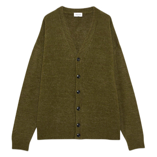 Cardigan Amish Over Alpaca Melange - Verde - Maglieria di Amish | Francis Concept