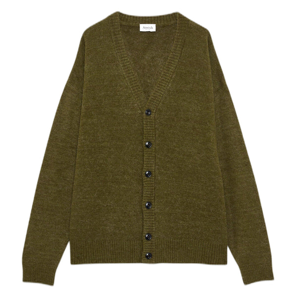 Cardigan Amish Over Alpaca Melange - Verde - Maglieria di Amish | Francis Concept