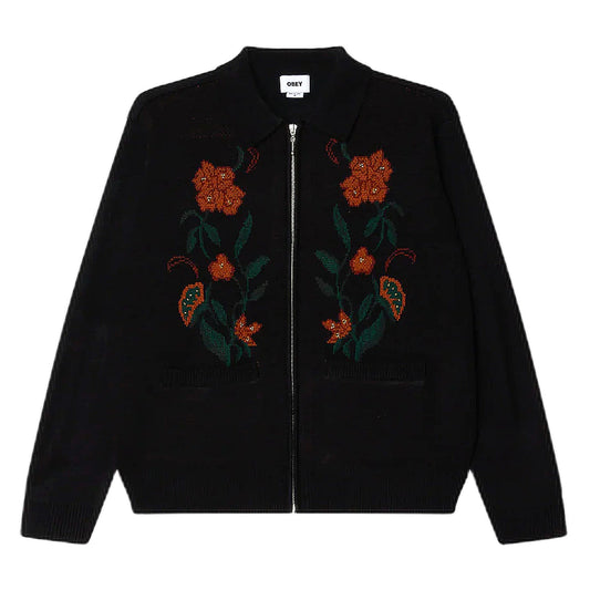 Cardigan Obey Floral Zip Cardigan - Black - Maglieria di Obey | Francis Concept