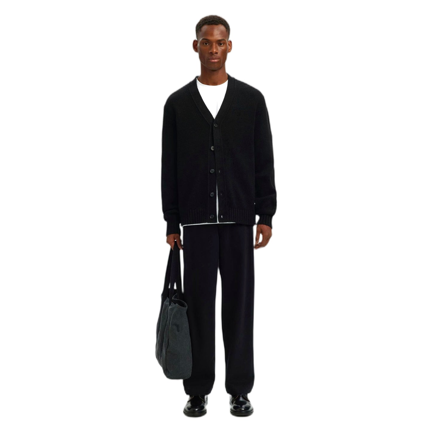 Cardigan Selected Homme LS Knit Relaxed Cardigan - Black - Maglieria di Selected Homme | Francis Concept